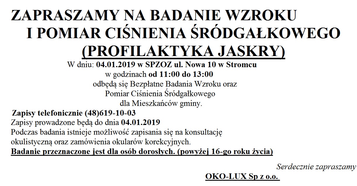 04-01-2018 badanie wzroku i pomiar cisnienia dla mieszkancow Gminy