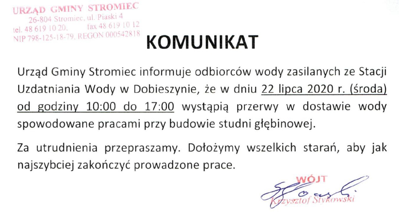 Komunikat 20.07.2020
