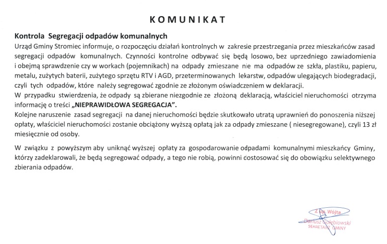 Komunikat dla mieszkancow-segregacja smieci