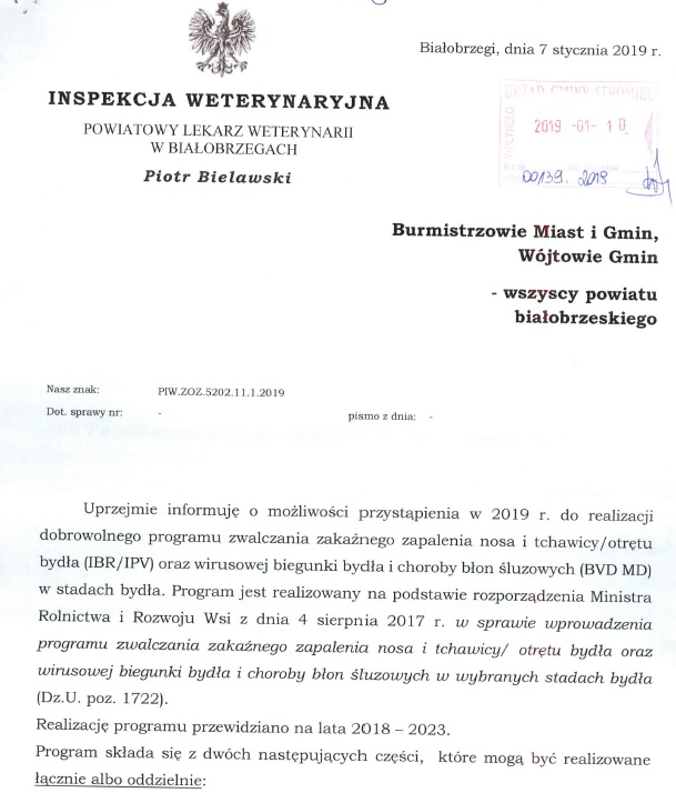 DOBROWOLNY PROGRAM ZWALCZANIA CHOROB BYDLA